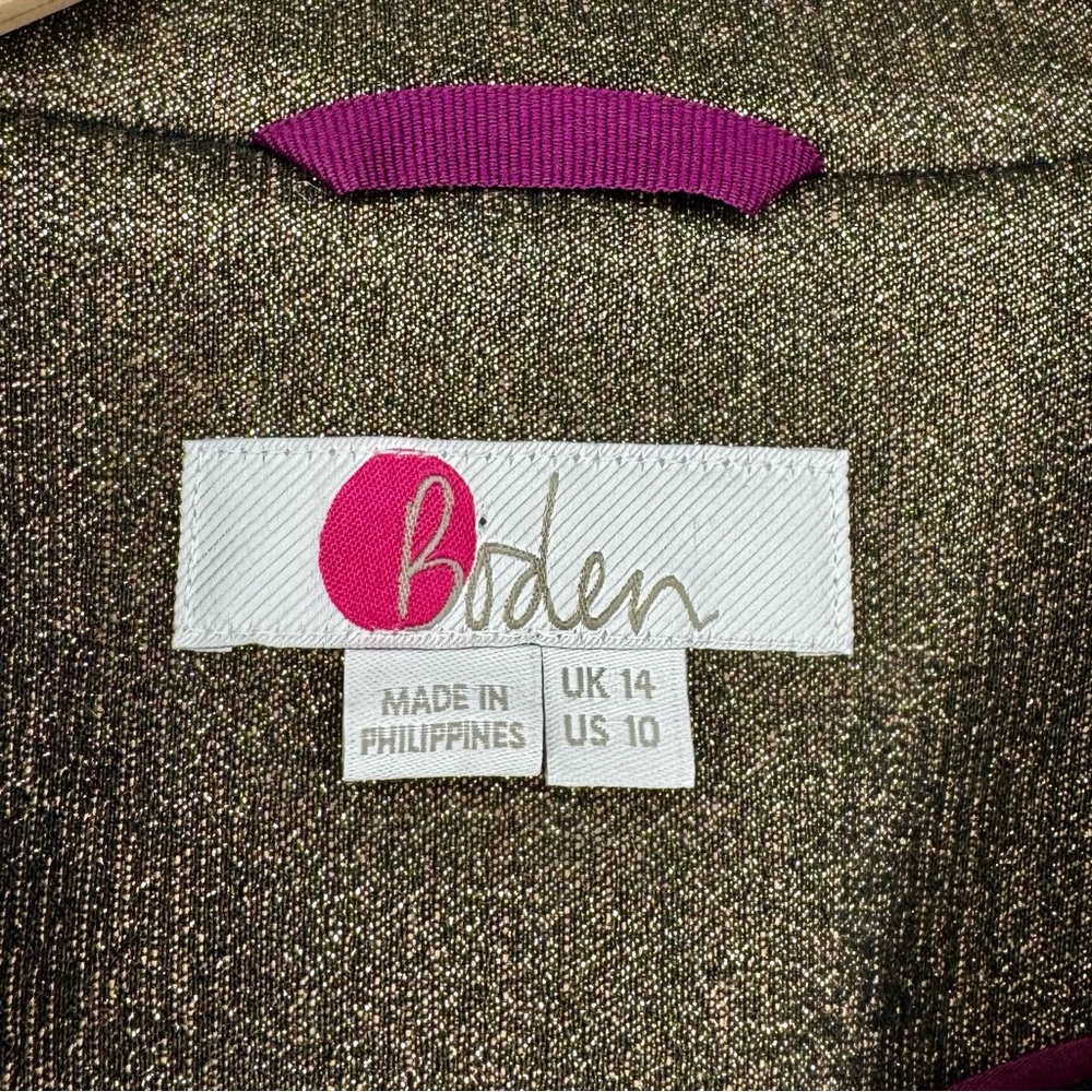 Boden Belgravia Bronze Metallic Party Blazer Jacket Women’s U.S. 10 - Picture 3 of 6